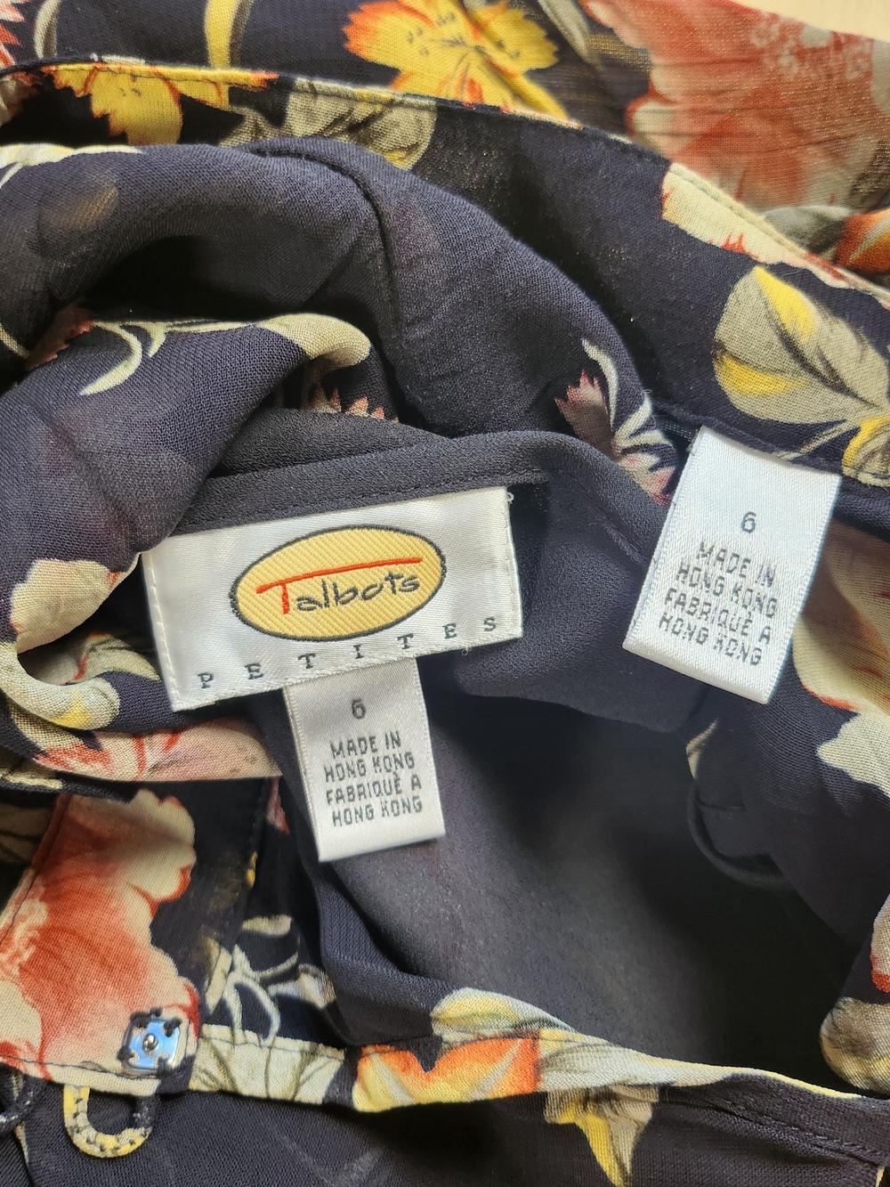 Vtg Y2K Talbots Black Floral Maxi Dress with Mandarin Collar - Picture 5 of 8